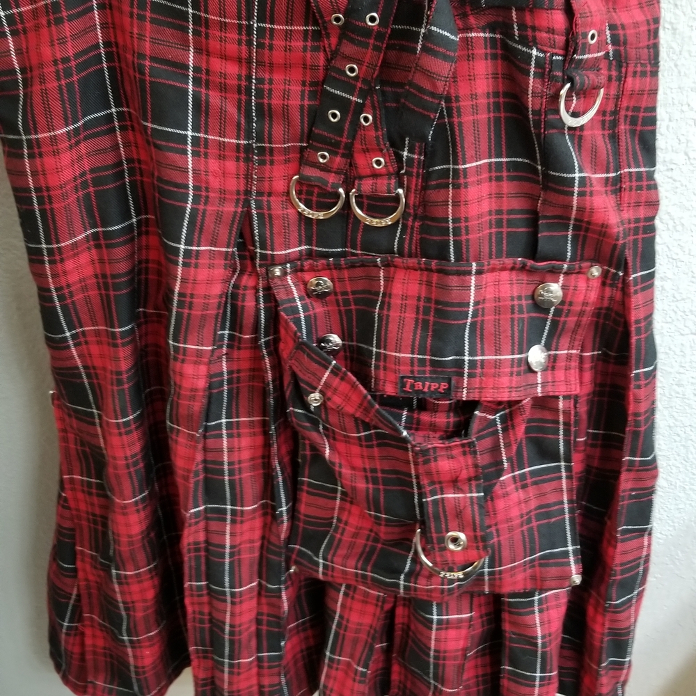 Tripp NYC Red and Black Plaid Skirt Set